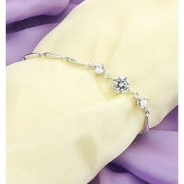 Bracelet En Titane Plaqué Platine Pour Femme, De Qualité Stable, Avec Diamant