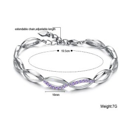 Bracelet En Titane Plaqué Platine Pour Femme Avec Diamants, Complet Et Conforme Aux Spécifications