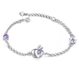 Bracelet En Titane Plaqué Platine Avec Diamants, Forme Pomme Pour Femme