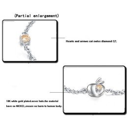 Bracelet En Titane Plaqué Platine Avec Diamants, Forme Pomme Pour Femme