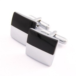 Boutons De Manchette Carrés En Titane Et Plaqué Noir
