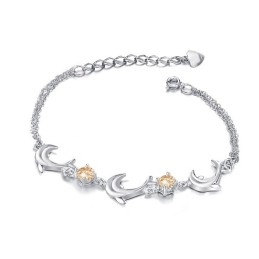 Bracelet En Titane Plaqué Platine En Forme De Dauphin Féminin De Haute Qualité