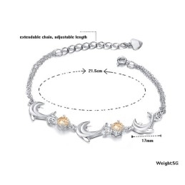 Bracelet En Titane Plaqué Platine En Forme De Dauphin Féminin De Haute Qualité