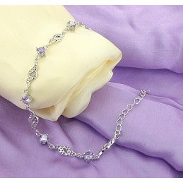Bracelet En Titane Plaqué Platine Creux Pour Femme D'Excellente Qualité Avec Diamant