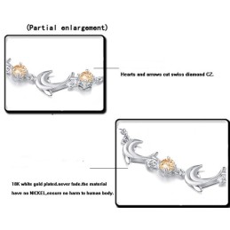 Bracelet En Titane Plaqué Platine En Forme De Dauphin Pour Femme Avec Cristal, Qualité Et Quantité Garanties