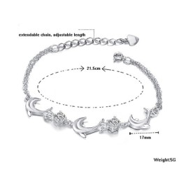 Bracelet En Titane Plaqué Platine En Forme De Dauphin Pour Femme Avec Cristal, Qualité Et Quantité Garanties