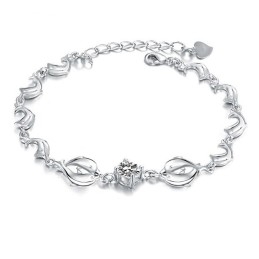 Bracelet En Titane Plaqué Platine En Forme De Dauphin Féminin, La Reine De La Qualité