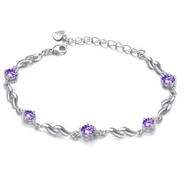 Bracelet En Titane Plaqué Platine Violet Pour Femme Avec Diamant, Qualité Et Quantité Garanties
