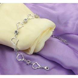 Bracelet Élégant En Titane Plaqué Platine Pour Femme, De Qualité Fiable Et Avec Diamant Violet