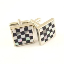 Boutons De Manchette En Titane Avec Coque Noire Et Blanche