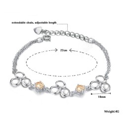 Bracelet En Titane Plaqué Platine Pour Femme De Qualité Supérieure Avec Cristal Violet