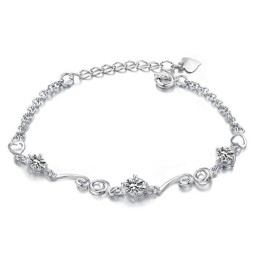 Bracelet En Titane Plaqué Platine Violet De Haute Qualité Pour Femme Avec Diamant