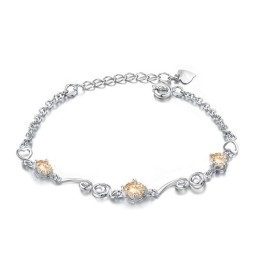 Bracelet En Titane Plaqué Platine Violet De Haute Qualité Pour Femme Avec Diamant