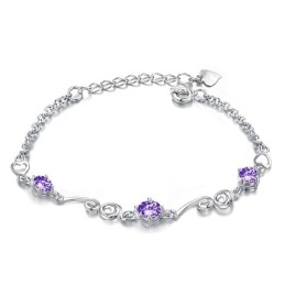 Bracelet En Titane Plaqué Platine Violet De Haute Qualité Pour Femme Avec Diamant