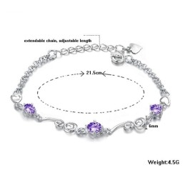 Bracelet En Titane Plaqué Platine Violet De Haute Qualité Pour Femme Avec Diamant