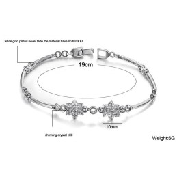 Bracelet En Titane Plaqué Platine Avec Diamants En Forme De Fleur De Prunier Pour Femme, La Reine De La Qualité