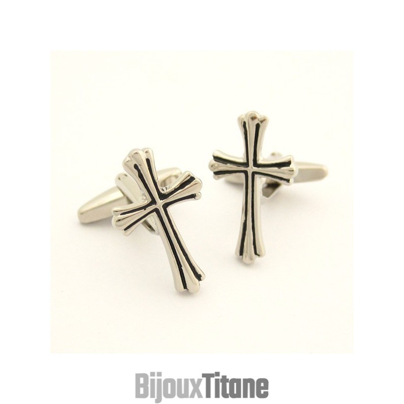 Boutons De Manchette Tendance En Titane Avec Croix Boutons De Manchette Tendance En Titane Avec Croix