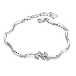 Bracelet En Titane Plaqué Platine Pour Femme, De Qualité Fiable, Avec Strass
