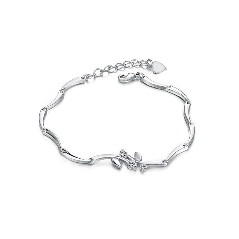 Bracelet En Titane Plaqué Platine Pour Femme, De Qualité Fiable, Avec Strass Bracelet En Titane Plaqué Platine Pour Femme, De Qualité Fiable, Avec Strass