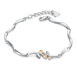 Bracelet En Titane Plaqué Platine Pour Femme, De Qualité Fiable, Avec Strass