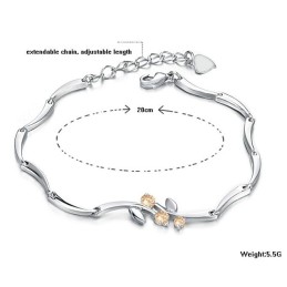Bracelet En Titane Plaqué Platine Pour Femme, De Qualité Fiable, Avec Strass