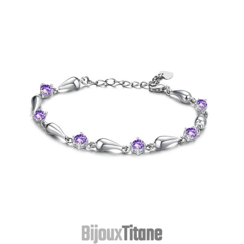 Bracelet En Titane Plaqué Platine Violet Pour Femme, Durable Et À Usage Intensif, Avec Diamant Bracelet En Titane Plaqué Platine Violet Pour Femme, Durable Et À Usage Intensif, Avec Diamant