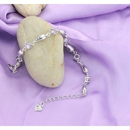 Bracelet En Titane Plaqué Platine Violet Pour Femme, Durable Et À Usage Intensif, Avec Diamant