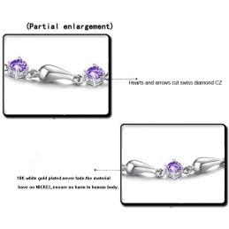 Bracelet En Titane Plaqué Platine Violet Pour Femme, Durable Et À Usage Intensif, Avec Diamant