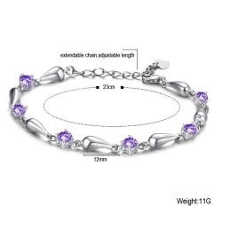 Bracelet En Titane Plaqué Platine Violet Pour Femme, Durable Et À Usage Intensif, Avec Diamant