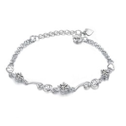 Bracelet En Titane Plaqué Platine Pour Femme Avec Strass, Qualité Et Quantité Garanties