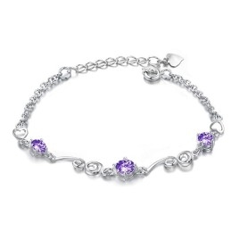 Bracelet En Titane Plaqué Platine Pour Femme Avec Strass, Qualité Et Quantité Garanties