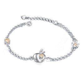 Bracelet En Titane Plaqué Platine Creux Pour Femme, De Réputation Fiable, Avec Strass