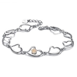 Bracelet En Titane Plaqué Platine Avec Strass Pour Femme, De Renommée Mondiale
