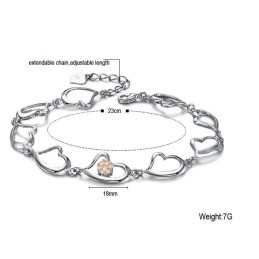 Bracelet En Titane Plaqué Platine Avec Strass Pour Femme, De Renommée Mondiale