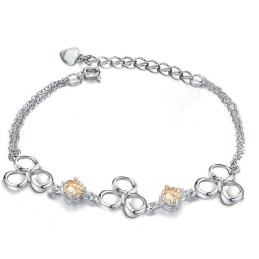 Bracelet En Titane Plaqué Platine Résistant À La Décoloration Pour Femme, Grande Variété