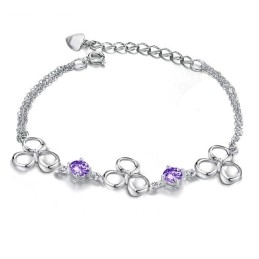 Bracelet En Titane Plaqué Platine Résistant À La Décoloration Pour Femme, Grande Variété