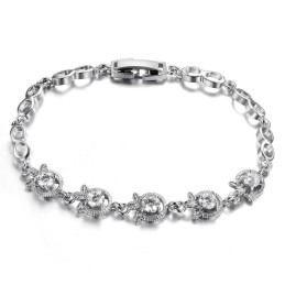 Bracelet En Titane Plaqué Platine En Forme De Trèfle Pour Femme, Qualité Et Quantité Garanties
