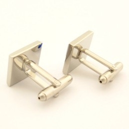 Boutons De Manchette En Titane Avec Cristaux Bleus
