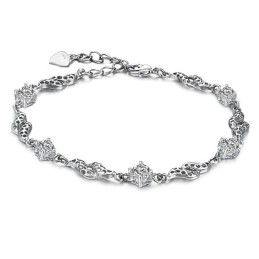Bracelet En Titane Plaqué Platine Creux Pour Femme De Qualité Supérieure Avec Strass