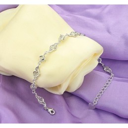 Bracelet En Titane Plaqué Platine Creux Pour Femme De Qualité Supérieure Avec Strass