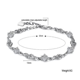 Bracelet En Titane Plaqué Platine Creux Pour Femme De Qualité Supérieure Avec Strass