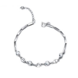 Bracelet En Titane Plaqué Platine Avec Strass Pour Femme, La Reine De La Qualité