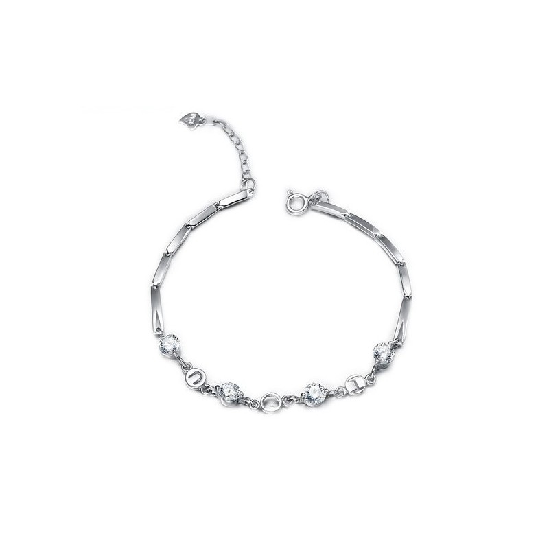 Bracelet En Titane Plaqué Platine Avec Strass Pour Femme, La Reine De La Qualité Bracelet En Titane Plaqué Platine Avec Strass Pour Femme, La Reine De La Qualité