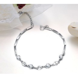 Bracelet En Titane Plaqué Platine Avec Strass Pour Femme, La Reine De La Qualité