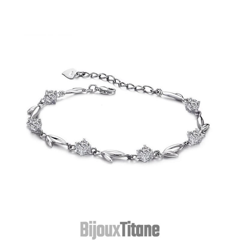 Bracelet En Titane Plaqué En Forme De Feuille Pour Femme Avec Strass, Réputé Pour Sa Qualité Supérieure