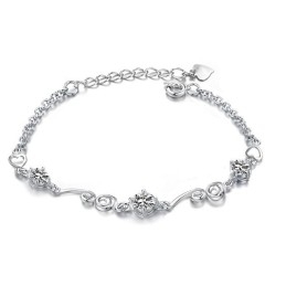 Bracelet En Titane Plaqué Platine Pour Femme, De Qualité Stable, Avec Strass
