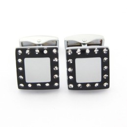 Boutons De Manchette En Titane Et Plaqué Ip Noir Avec Diamants