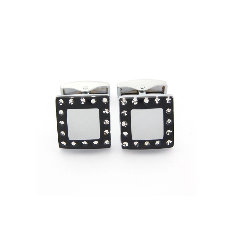 Boutons De Manchette En Titane Et Plaqué Ip Noir Avec Diamants Boutons De Manchette En Titane Et Plaqué Ip Noir Avec Diamants
