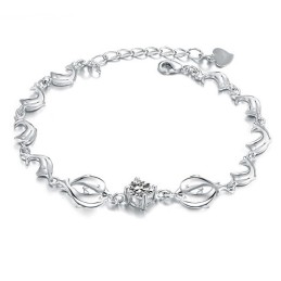 Bracelet En Titane Plaqué Platine En Forme De Dauphin Pour Femme, Durable Et À Usage Intensif, Avec Diamant