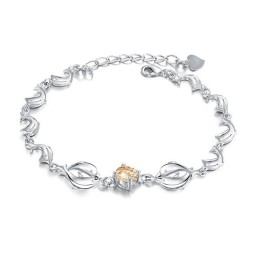 Bracelet En Titane Plaqué Platine En Forme De Dauphin Pour Femme, Durable Et À Usage Intensif, Avec Diamant